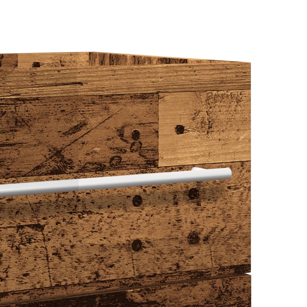 2 részes antik fa színű szerelt fa fürdőszobai bútorszett