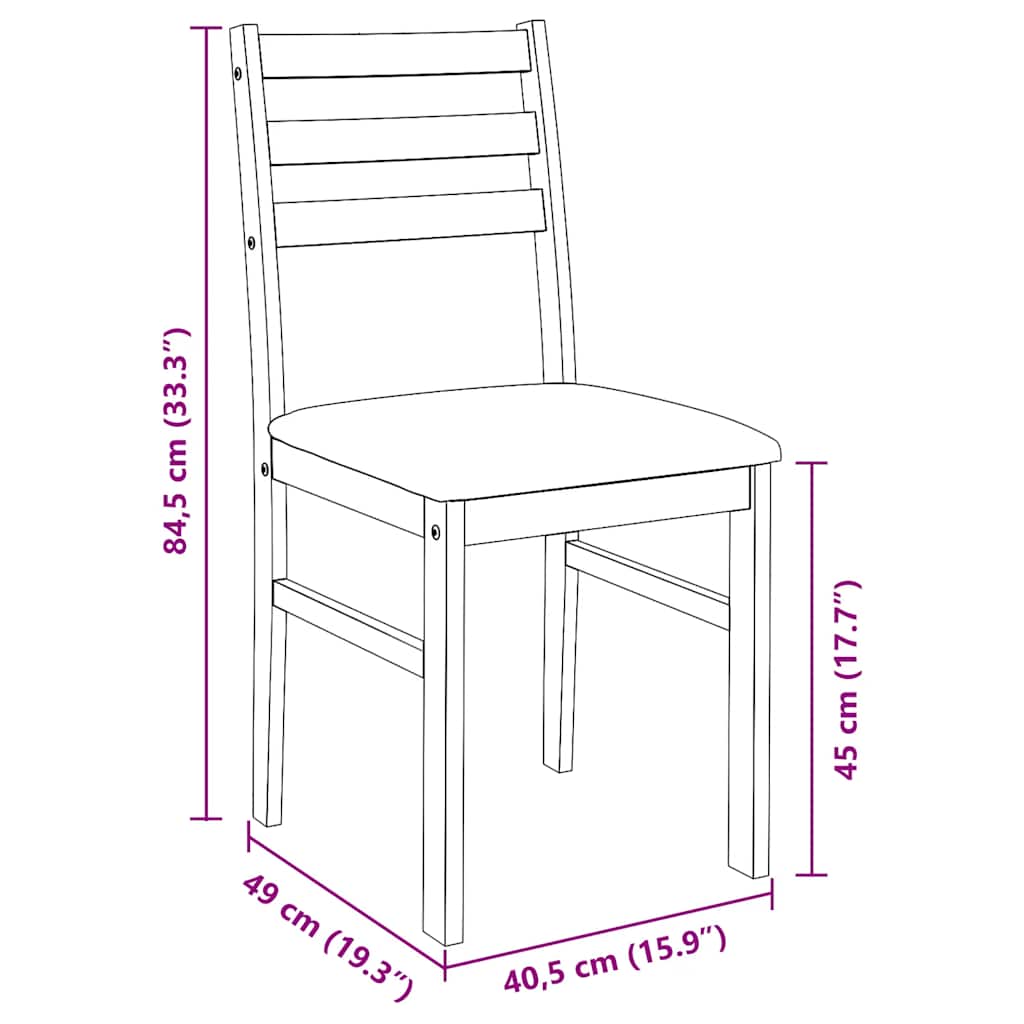 2 db barna tömörfa gumiból készült étkezőszékek párnákkal