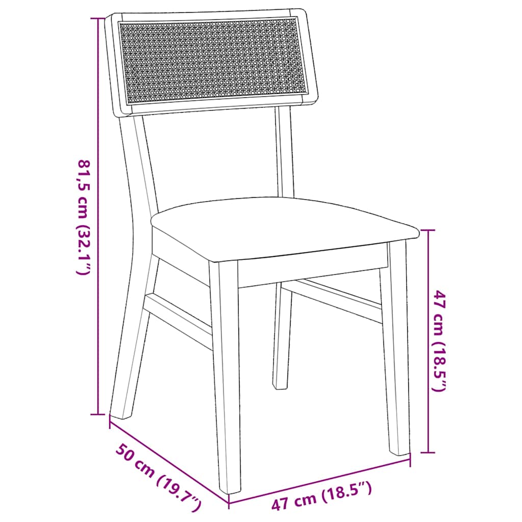 2 db barna tömörfa gumiból készült étkezőszékek párnákkal