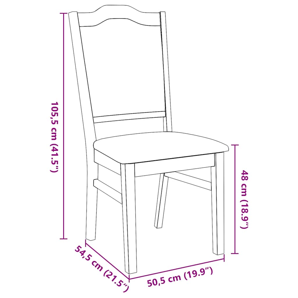 2 db barna tömörfa gumiból készült étkezőszékek párnákkal
