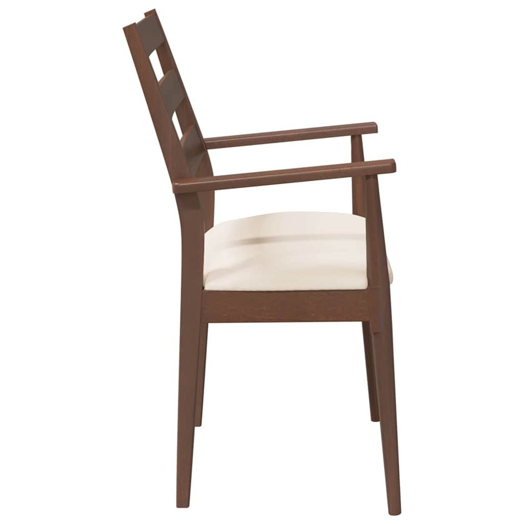 2 db barna tömörfa gumiból készült étkezőszékek párnákkal