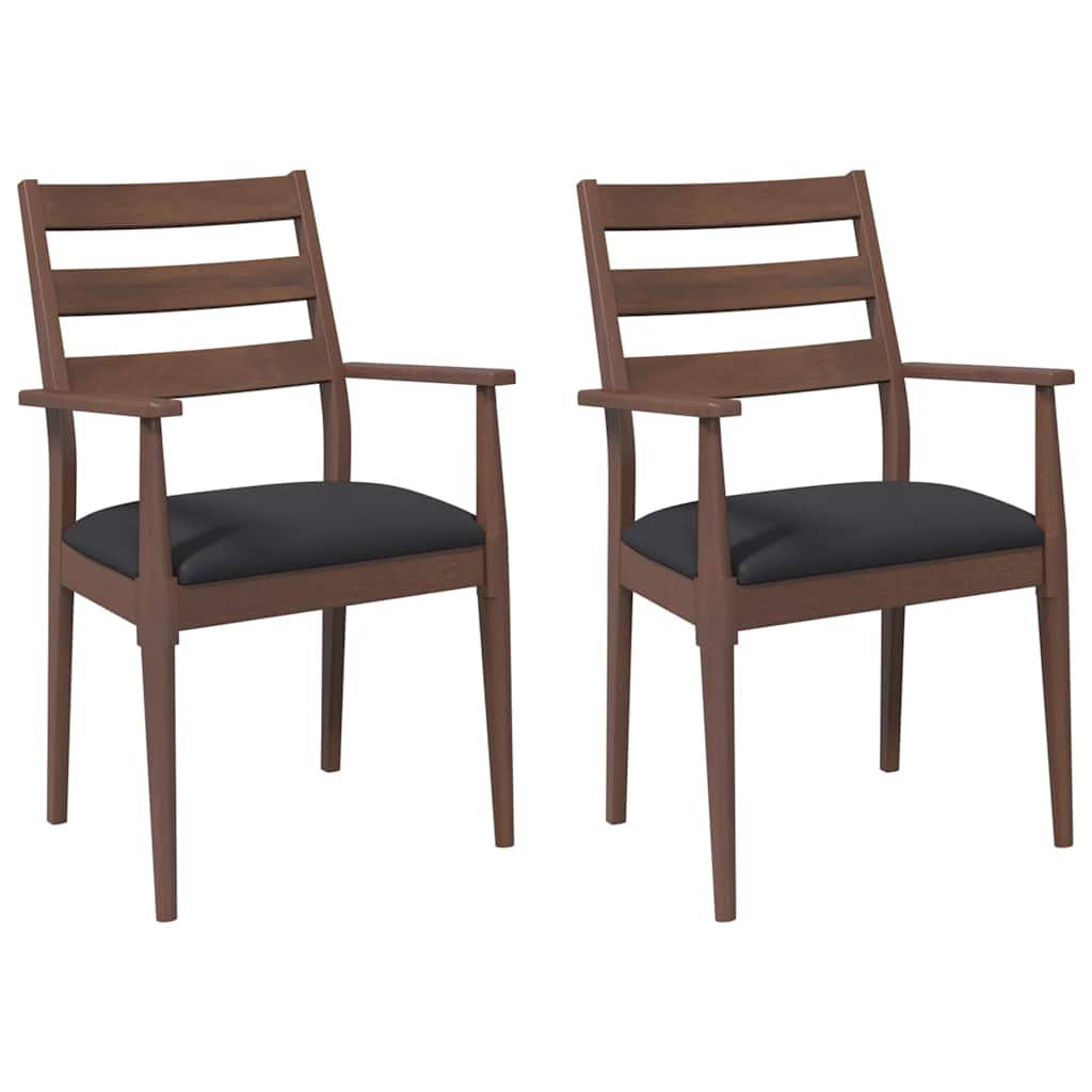 2 db barna tömörfa gumiból készült étkezőszékek párnákkal