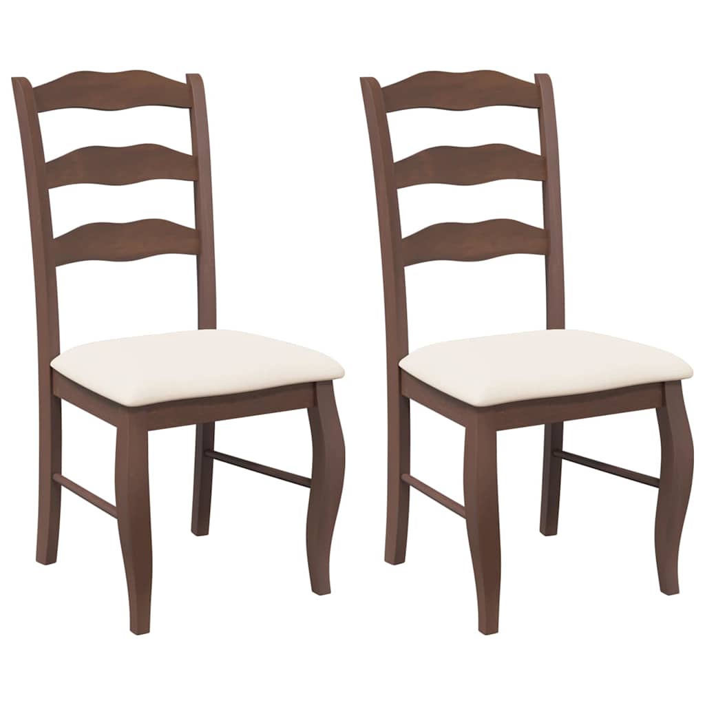 2 db barna tömörfa gumiból készült étkezőszékek párnákkal