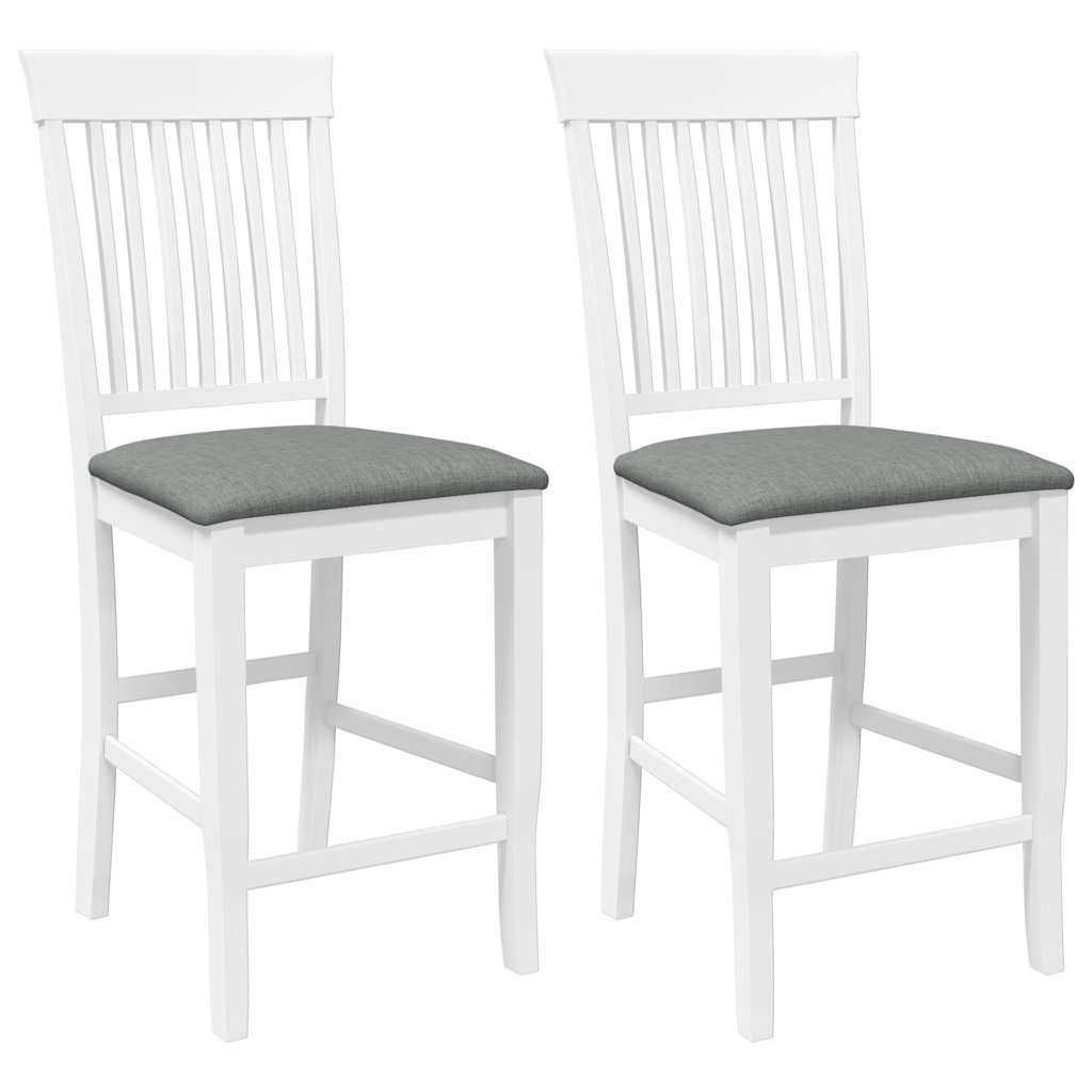 2 db fehér tömörfa gumiból bárszékek párnákkal