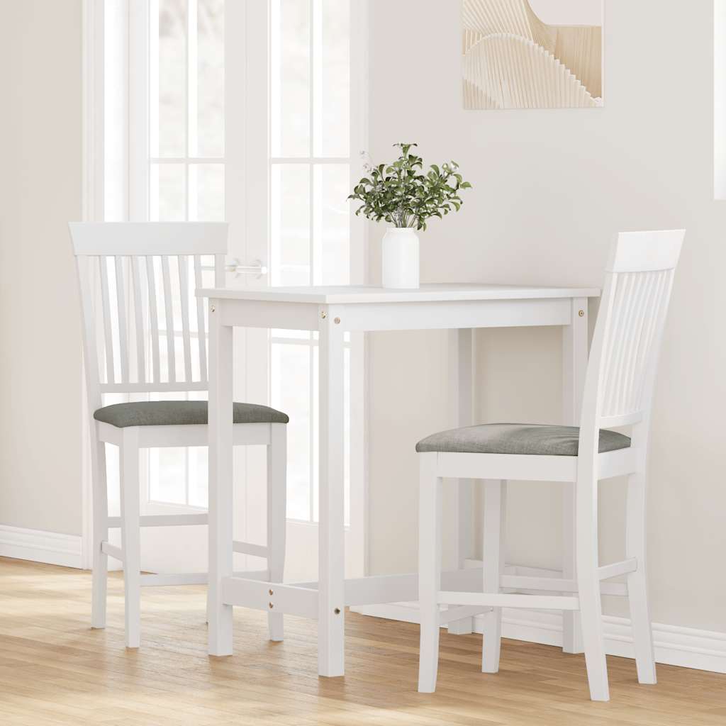 2 db fehér tömörfa gumiból bárszékek párnákkal