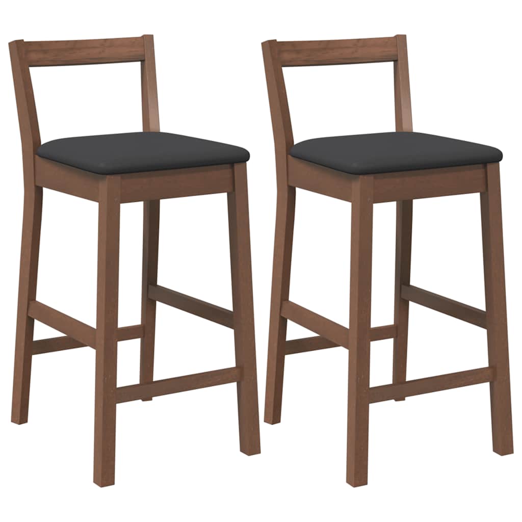 2 db barna tömörfa gumiból bárszékek párnákkal