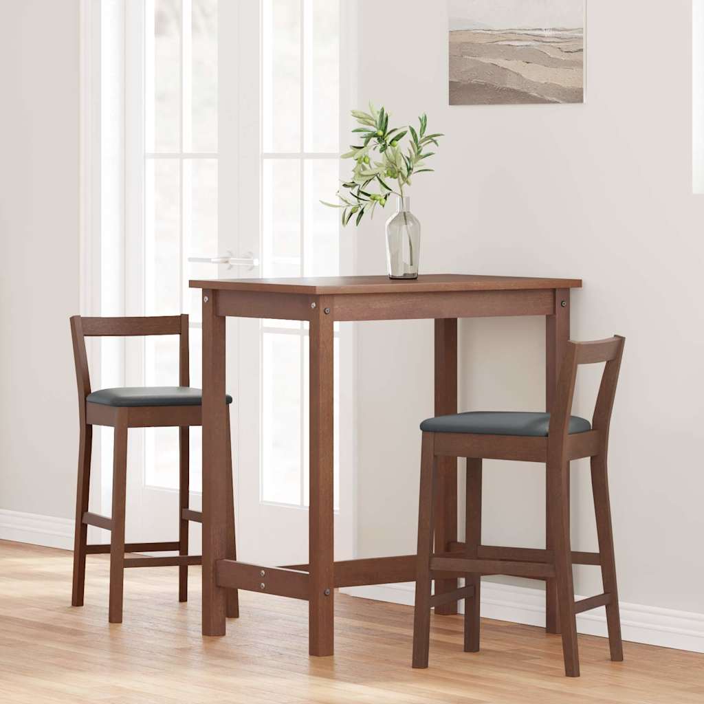 2 db barna tömörfa gumiból bárszékek párnákkal