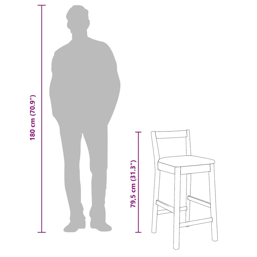 2 db barna tömörfa gumiból bárszékek párnákkal