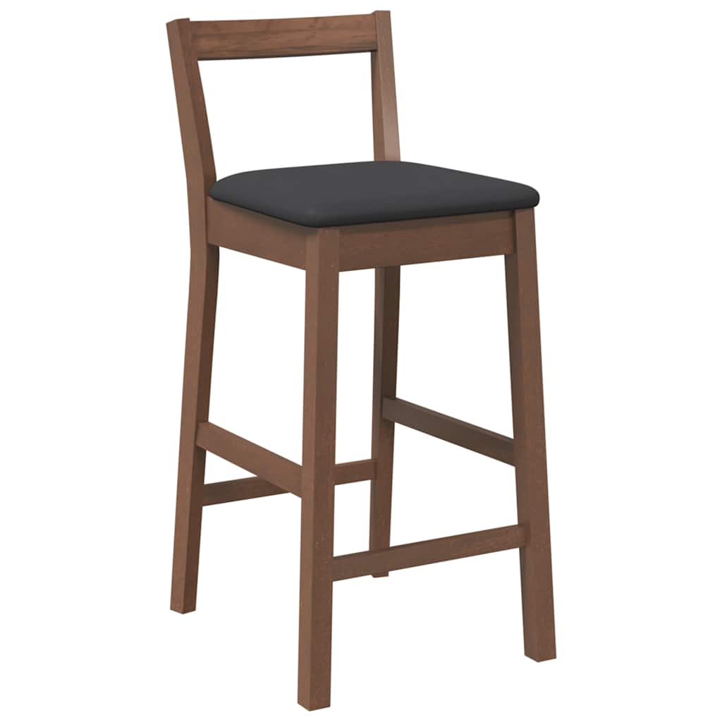 2 db barna tömörfa gumiból bárszékek párnákkal