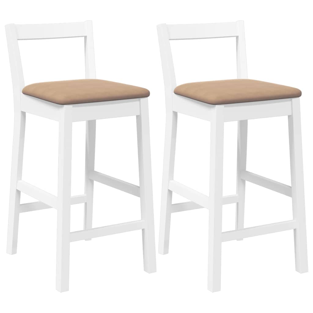 2 db fehér tömörfa gumiból bárszékek párnákkal