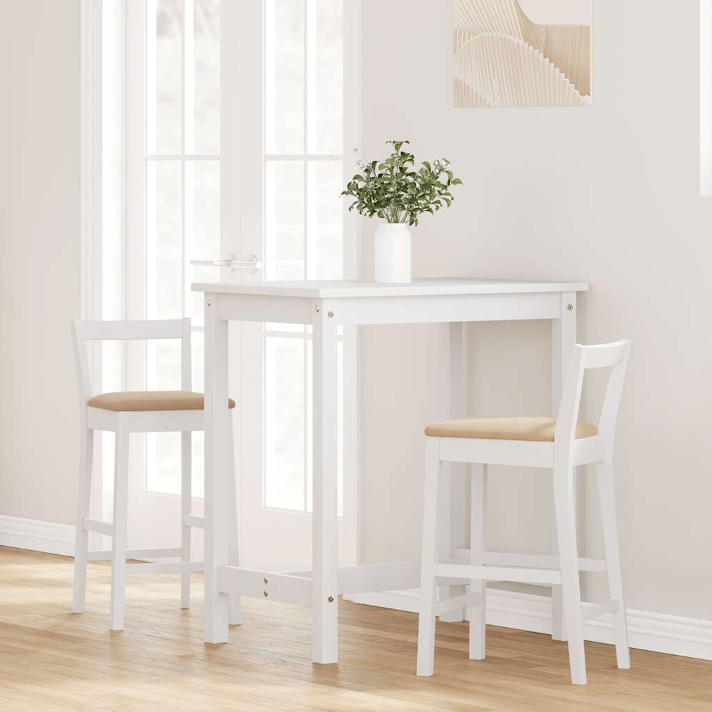 2 db fehér tömörfa gumiból bárszékek párnákkal