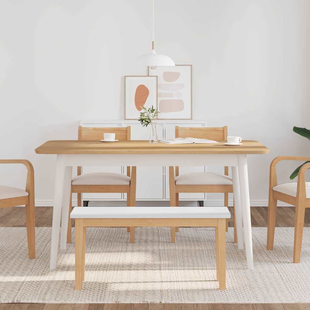 Fehér tömörfa gumiból pad 90 cm