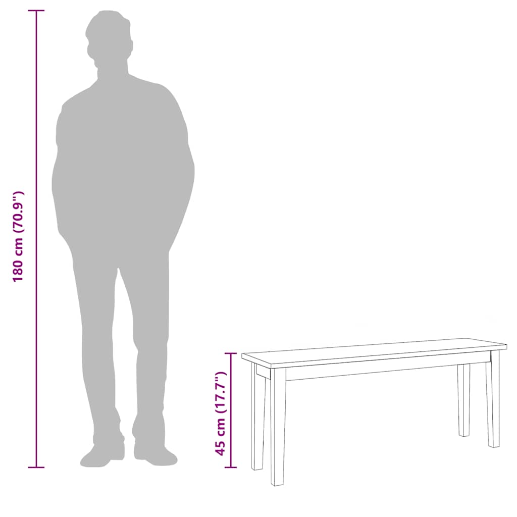 Tömörfa gumiból pad 110 cm