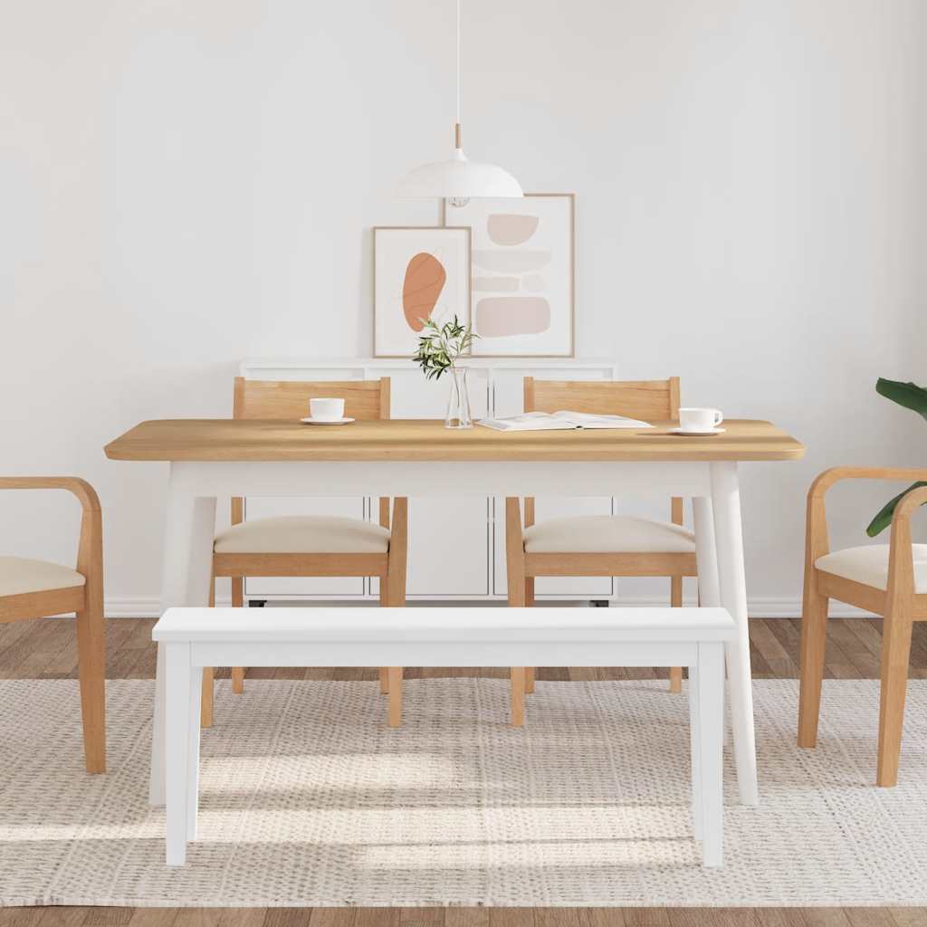 Fehér tömörfa gumiból pad 110 cm