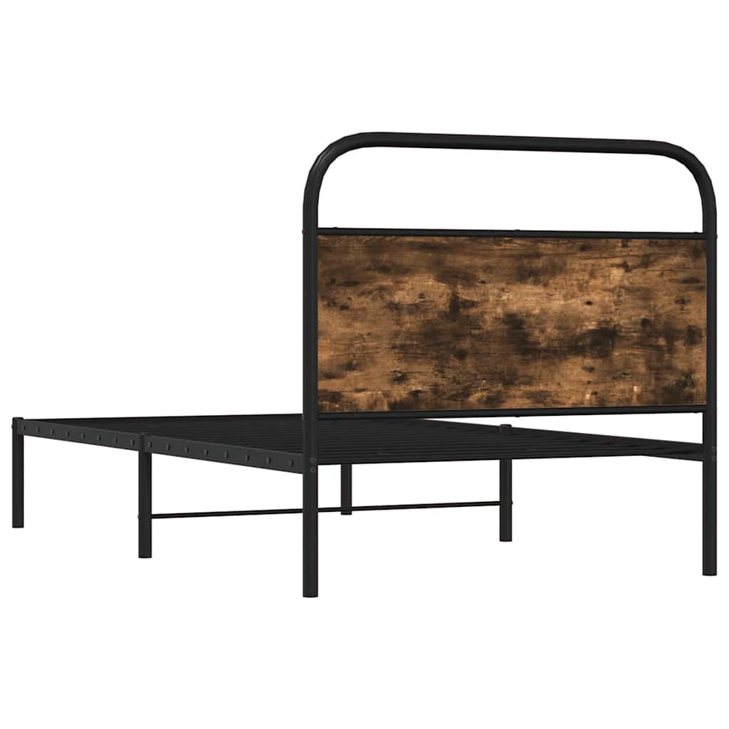 Ágykeret matrac nélkül 90x200 cm füstölt tölgy fűrészelt fa Ágykeret matrac nélkül 90x200 cm füstölt tölgy fűrészelt fa