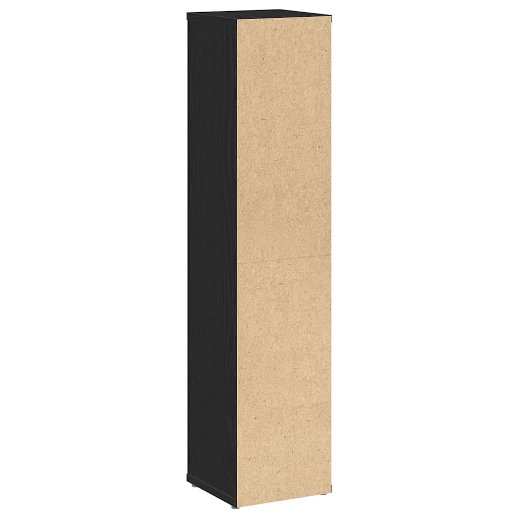 Fekete fürdőszobaszekrény tekercstartóval 20,5x20x90 cm