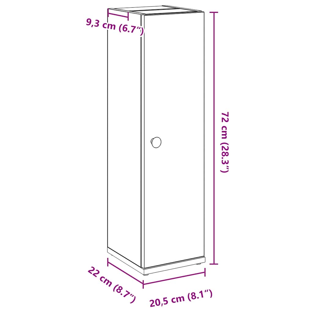 Betonszürke fürdőszobaszekrény tekercstartóval 20,5x22x72 cm
