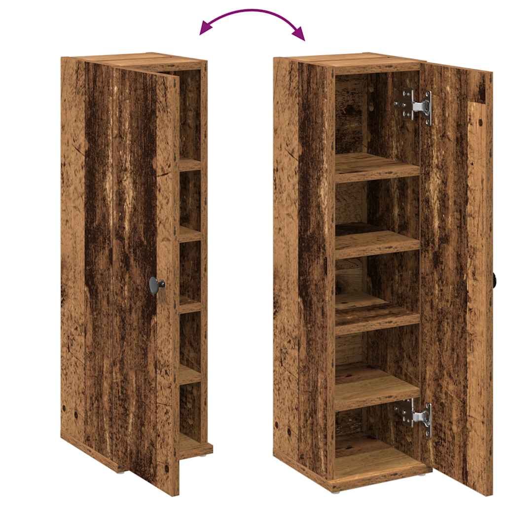 Antik fa színű fürdőszobaszekrény tekercstartóval 20,5x22x72 cm