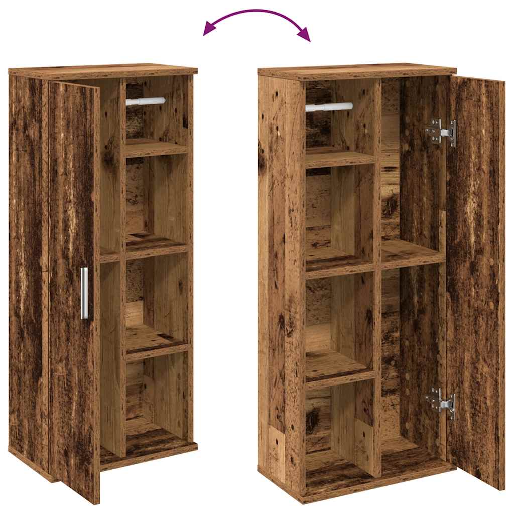 Antik fa színű fürdőszobaszekrény tekercstartóval 39x22x90 cm