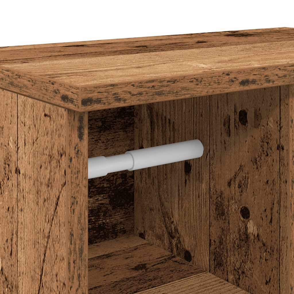 Antik fa színű fürdőszobaszekrény tekercstartóval 39x22x90 cm