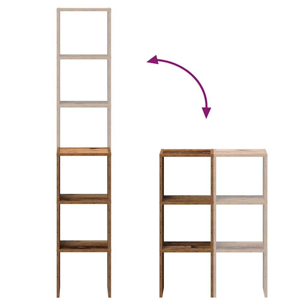 2 db antik fa színű szerelt fa könyvespolcok halmozható