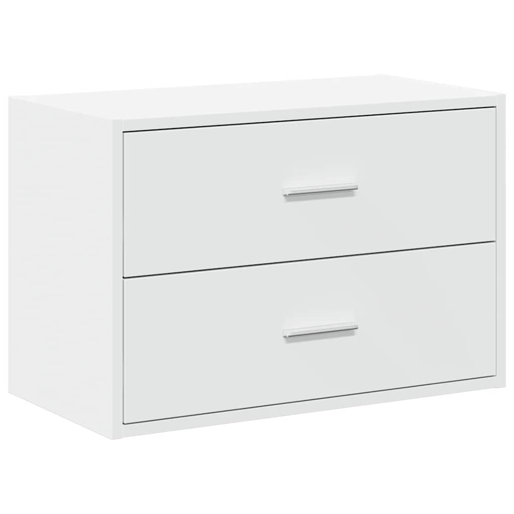 Fehér szerelt fa szekrény 2 fiókkal 60 x 31 x 40 cm Fehér szerelt fa szekrény 2 fiókkal 60 x 31 x 40 cm
