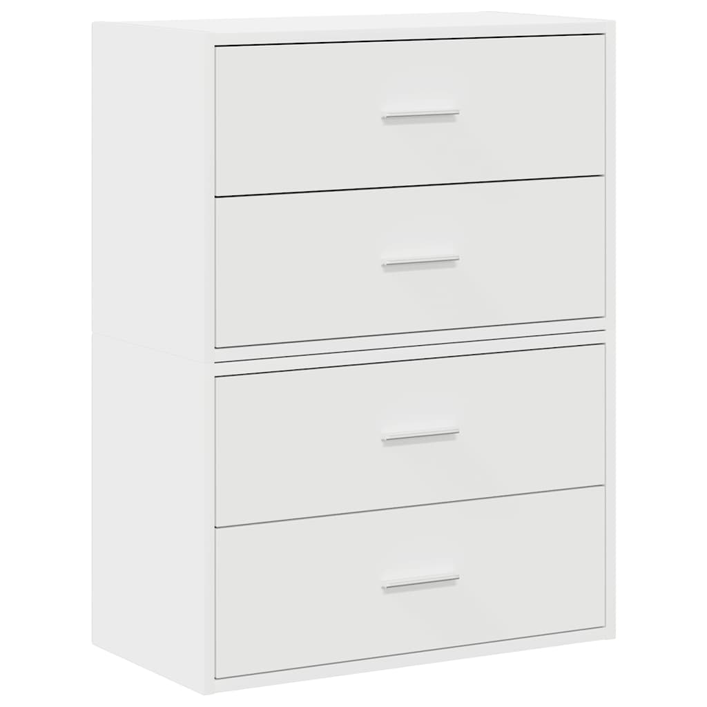 2 db fehér szerelt fa szekrény 2 fiókkal 60 x 31 x 40 cm 2 db fehér szerelt fa szekrény 2 fiókkal 60 x 31 x 40 cm