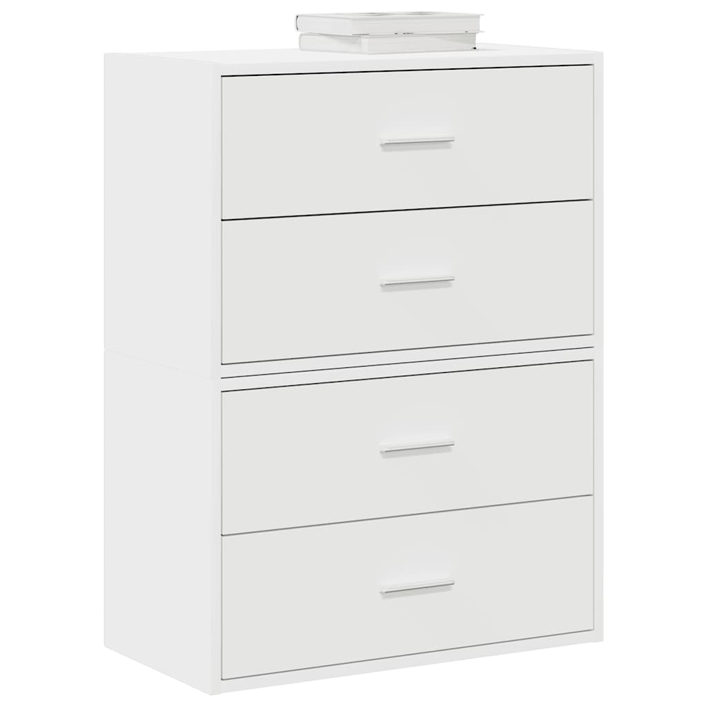 2 db fehér szerelt fa szekrény 2 fiókkal 60 x 31 x 40 cm 2 db fehér szerelt fa szekrény 2 fiókkal 60 x 31 x 40 cm