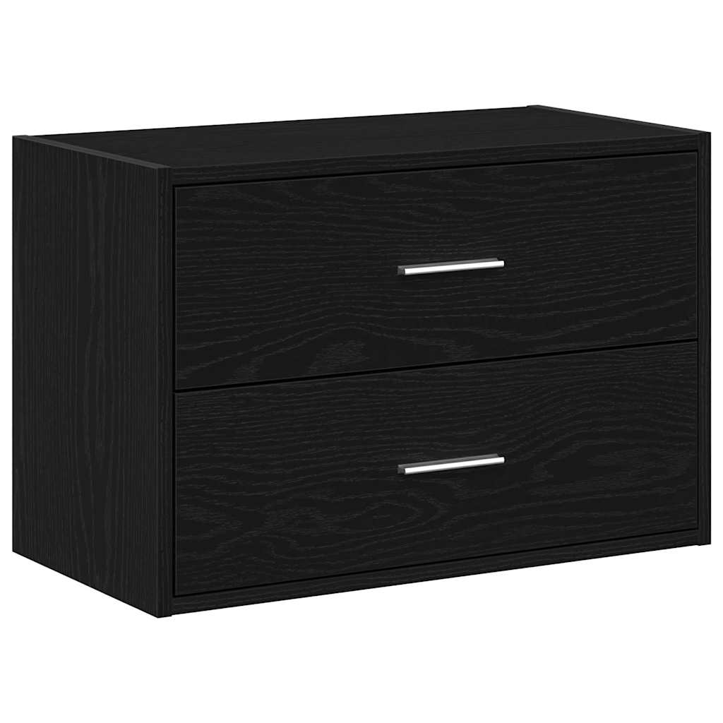 Fekete tölgy szerelt fa szekrény 2 fiókkal 60 x 31 x 40 cm Fekete tölgy szerelt fa szekrény 2 fiókkal 60 x 31 x 40 cm