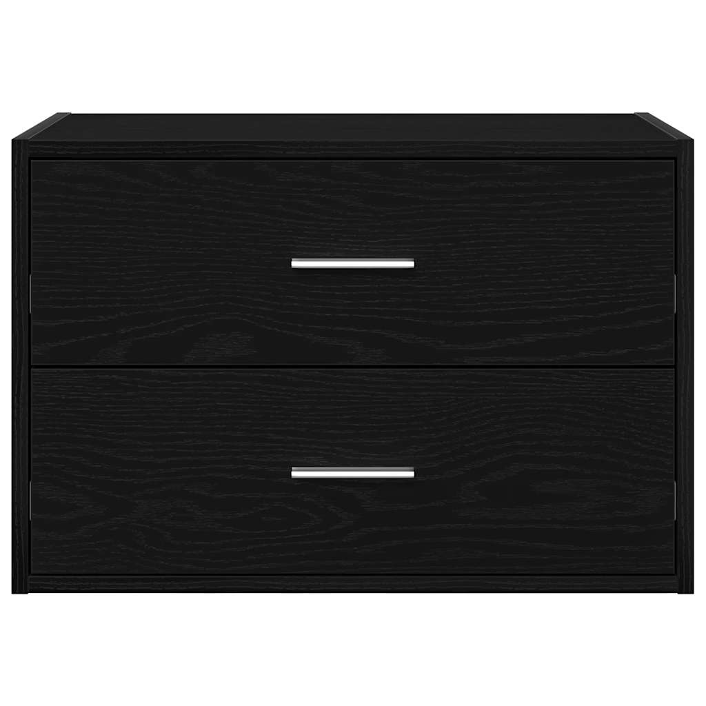 Fekete tölgy szerelt fa szekrény 2 fiókkal 60 x 31 x 40 cm Fekete tölgy szerelt fa szekrény 2 fiókkal 60 x 31 x 40 cm