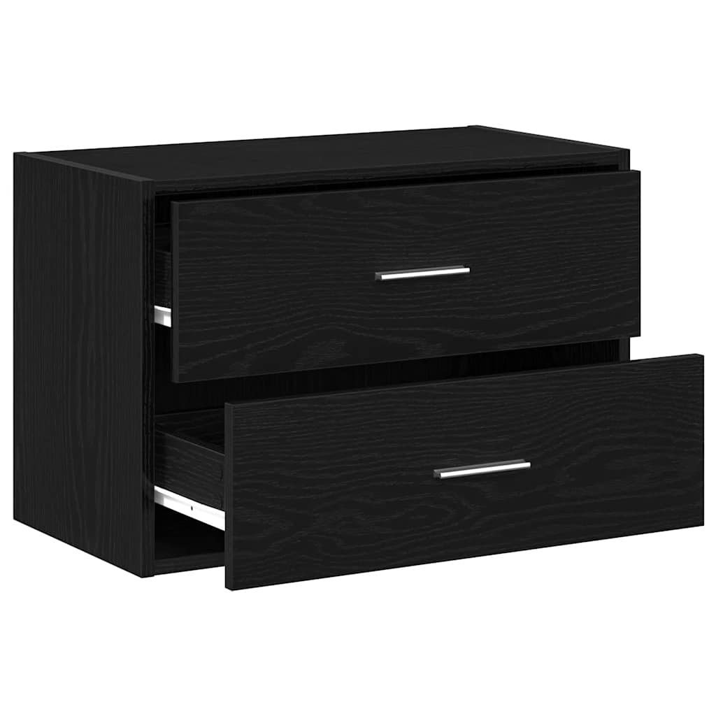 Fekete tölgy szerelt fa szekrény 2 fiókkal 60 x 31 x 40 cm Fekete tölgy szerelt fa szekrény 2 fiókkal 60 x 31 x 40 cm