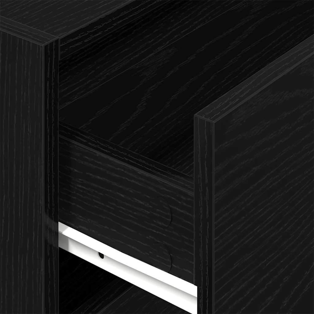 Fekete tölgy szerelt fa szekrény 2 fiókkal 60 x 31 x 40 cm Fekete tölgy szerelt fa szekrény 2 fiókkal 60 x 31 x 40 cm