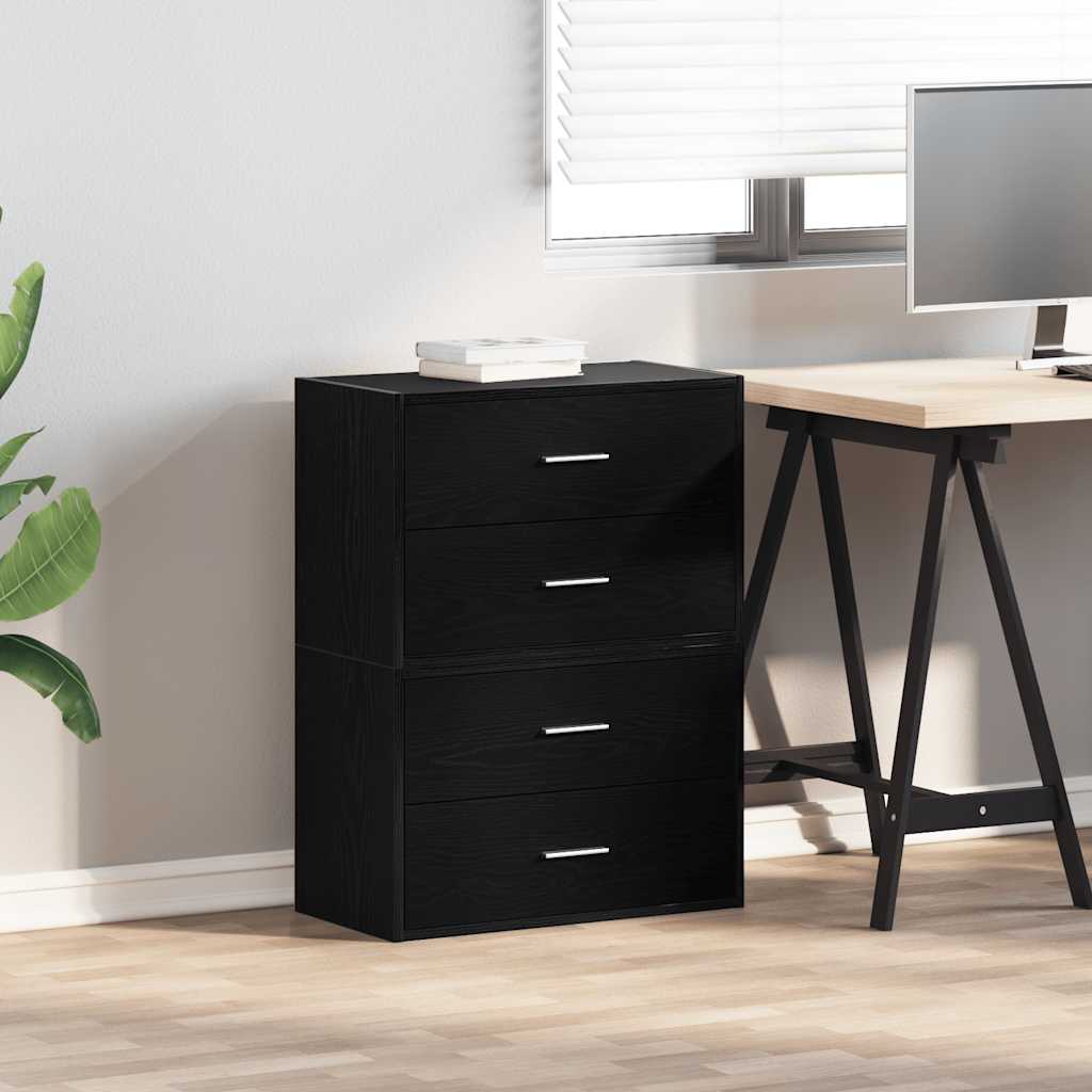 2 db fekete tölgy szerelt fa szekrény 2 fiókkal 60 x 31 x 40 cm 2 db fekete tölgy szerelt fa szekrény 2 fiókkal 60 x 31 x 40 cm
