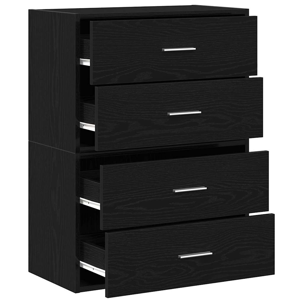 2 db fekete tölgy szerelt fa szekrény 2 fiókkal 60 x 31 x 40 cm 2 db fekete tölgy szerelt fa szekrény 2 fiókkal 60 x 31 x 40 cm