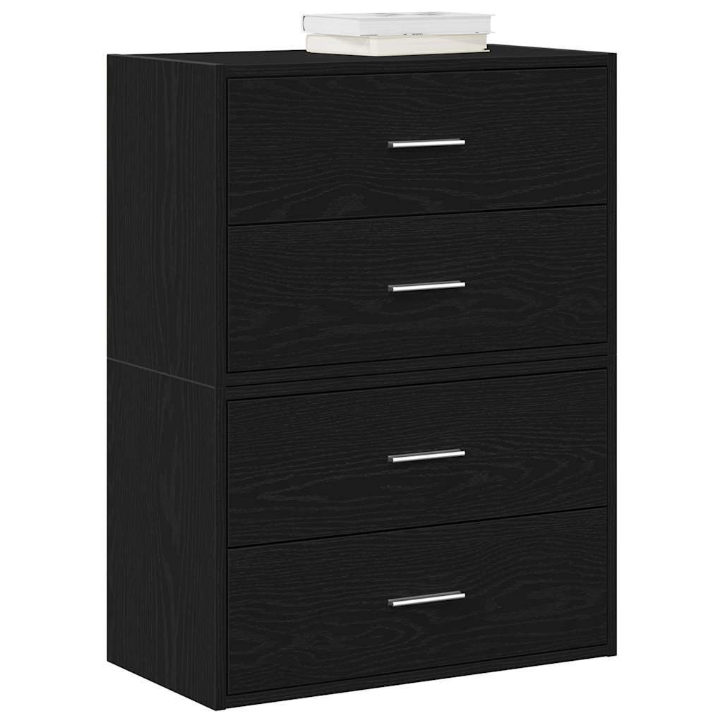 2 db fekete tölgy szerelt fa szekrény 2 fiókkal 60 x 31 x 40 cm 2 db fekete tölgy szerelt fa szekrény 2 fiókkal 60 x 31 x 40 cm