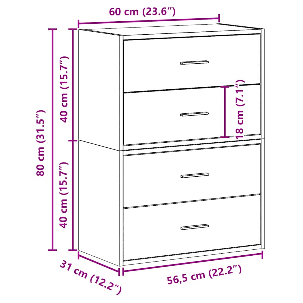 2 db sonoma tölgy szerelt fa szekrény 2 fiókkal 60 x 31 x 40 cm 2 db sonoma tölgy szerelt fa szekrény 2 fiókkal 60 x 31 x 40 cm