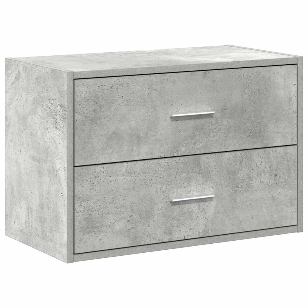 Betonszürke szerelt fa szekrény 2 fiókkal 60 x 31 x 40 cm Betonszürke szerelt fa szekrény 2 fiókkal 60 x 31 x 40 cm