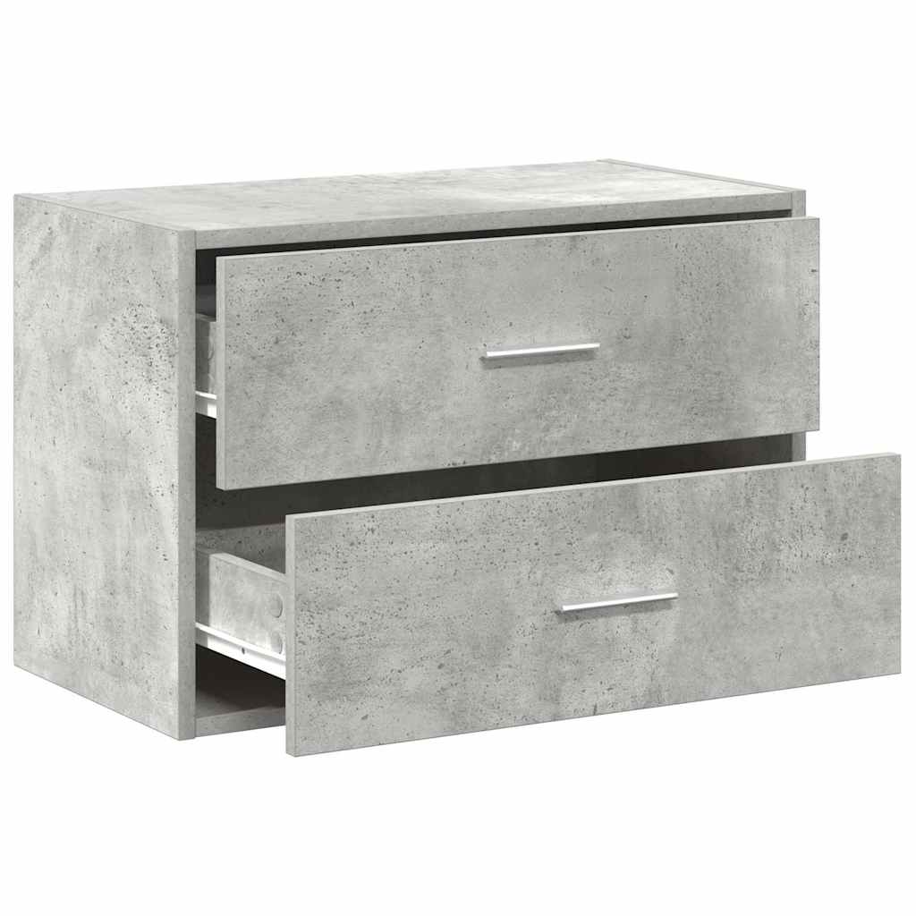 Betonszürke szerelt fa szekrény 2 fiókkal 60 x 31 x 40 cm Betonszürke szerelt fa szekrény 2 fiókkal 60 x 31 x 40 cm