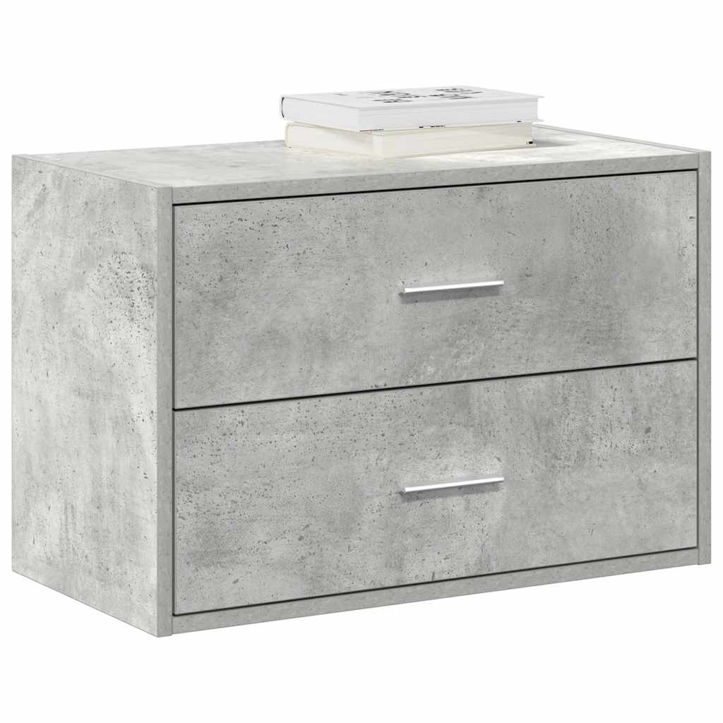 Betonszürke szerelt fa szekrény 2 fiókkal 60 x 31 x 40 cm Betonszürke szerelt fa szekrény 2 fiókkal 60 x 31 x 40 cm