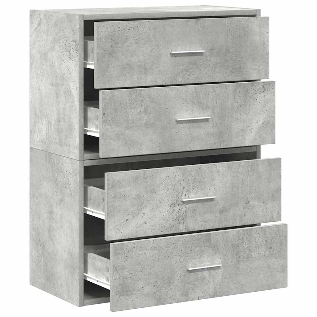 Szekrények 2 fiókkal 2 db betonszürke 60x31x40 cm gépelt fa Szekrények 2 fiókkal 2 db betonszürke 60x31x40 cm gépelt fa