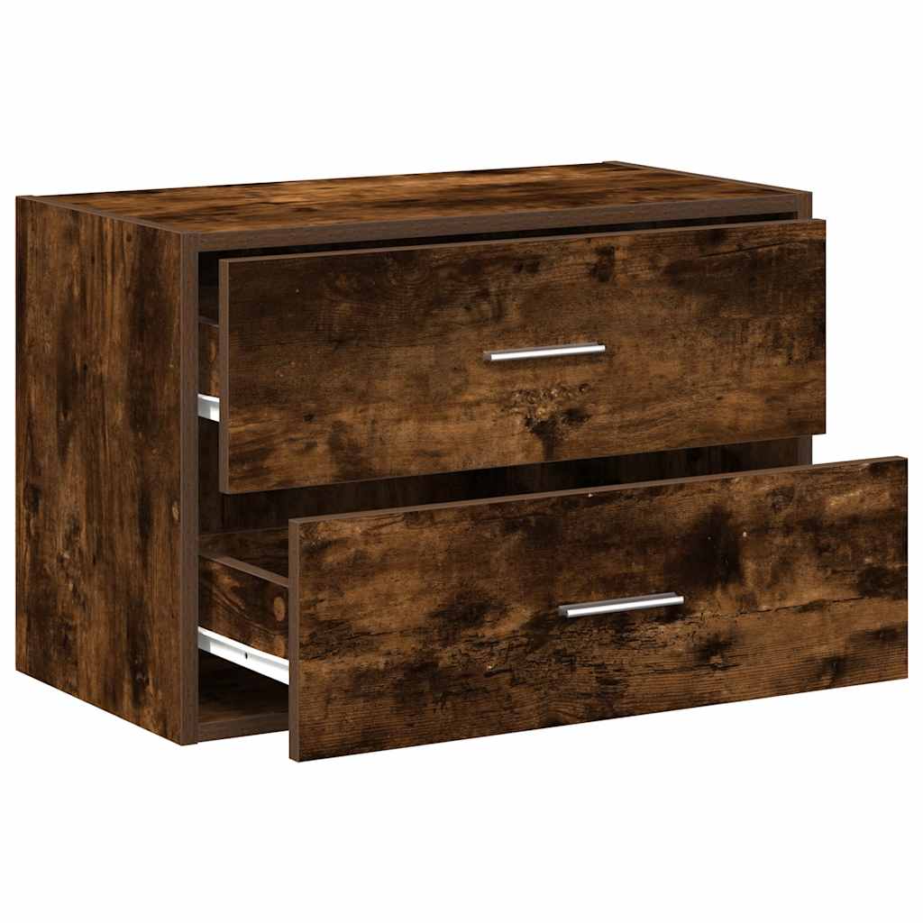 Szekrény 2 fiókkal füstölt tölgy 60x31x40 cm gépi forgácsolt fa Szekrény 2 fiókkal füstölt tölgy 60x31x40 cm gépi forgácsolt fa