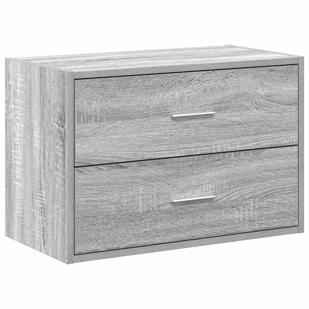 Szürke sonoma szerelt fa szekrény 2 fiókkal 60 x 31 x 40 cm Szürke sonoma szerelt fa szekrény 2 fiókkal 60 x 31 x 40 cm