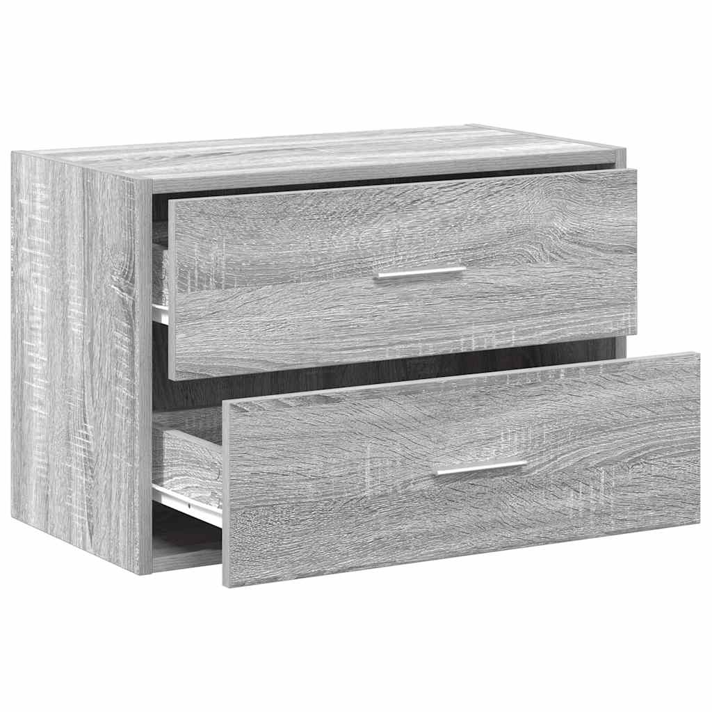Szürke sonoma szerelt fa szekrény 2 fiókkal 60 x 31 x 40 cm Szürke sonoma szerelt fa szekrény 2 fiókkal 60 x 31 x 40 cm