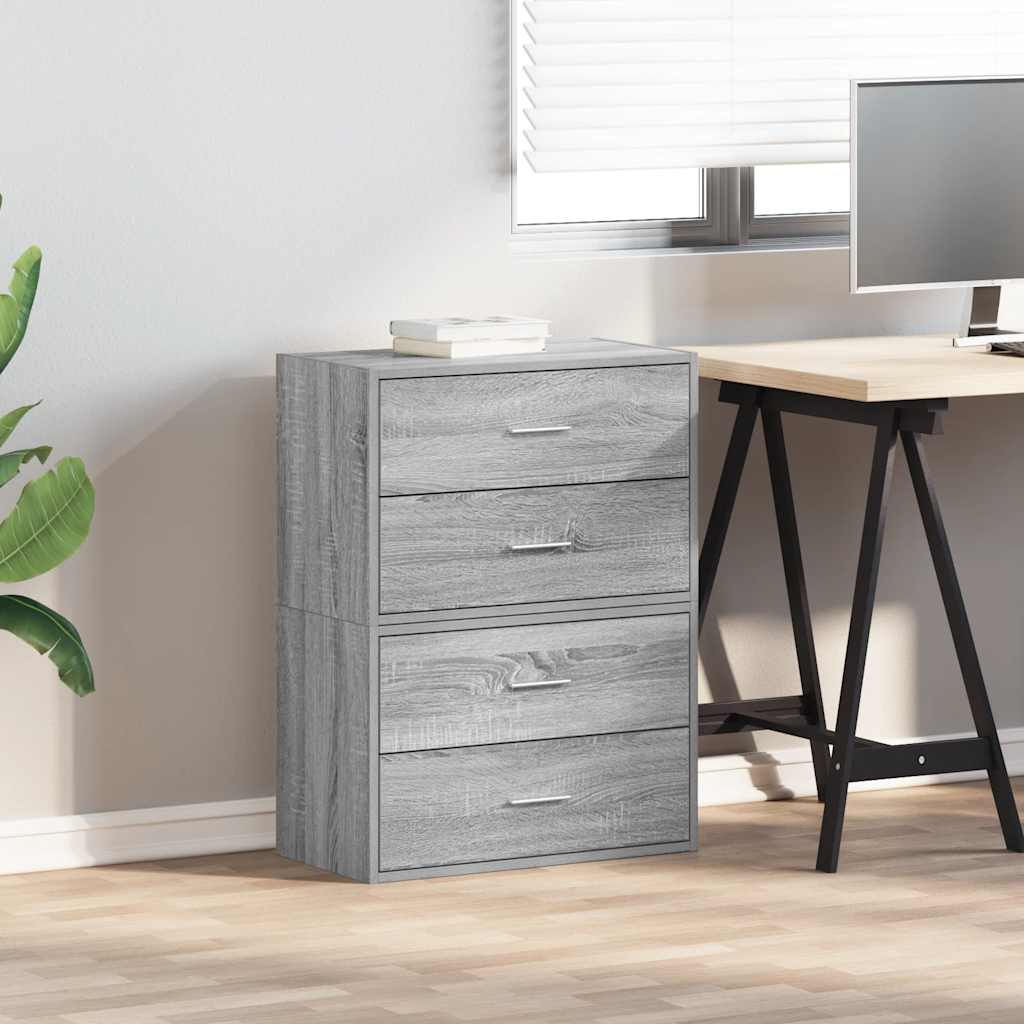 2 db szürke sonoma szerelt fa szekrény 2 fiókkal 60 x 31 x 40cm 2 db szürke sonoma szerelt fa szekrény 2 fiókkal 60 x 31 x 40cm