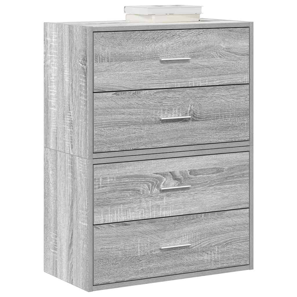 2 db szürke sonoma szerelt fa szekrény 2 fiókkal 60 x 31 x 40cm 2 db szürke sonoma szerelt fa szekrény 2 fiókkal 60 x 31 x 40cm