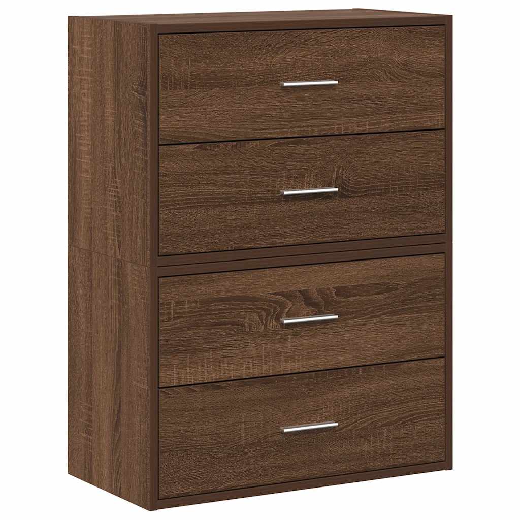 2 db barna tölgy szerelt fa szekrény 2 fiókkal 60 x 31 x 40 cm 2 db barna tölgy szerelt fa szekrény 2 fiókkal 60 x 31 x 40 cm