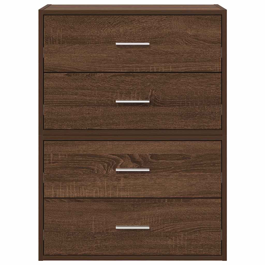 2 db barna tölgy szerelt fa szekrény 2 fiókkal 60 x 31 x 40 cm 2 db barna tölgy szerelt fa szekrény 2 fiókkal 60 x 31 x 40 cm