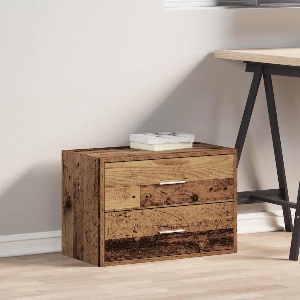 Antik fa színű szerelt fa szekrény 2 fiókkal 60 x 31 x 40 cm Antik fa színű szerelt fa szekrény 2 fiókkal 60 x 31 x 40 cm