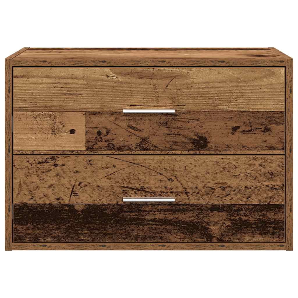 Antik fa színű szerelt fa szekrény 2 fiókkal 60 x 31 x 40 cm Antik fa színű szerelt fa szekrény 2 fiókkal 60 x 31 x 40 cm