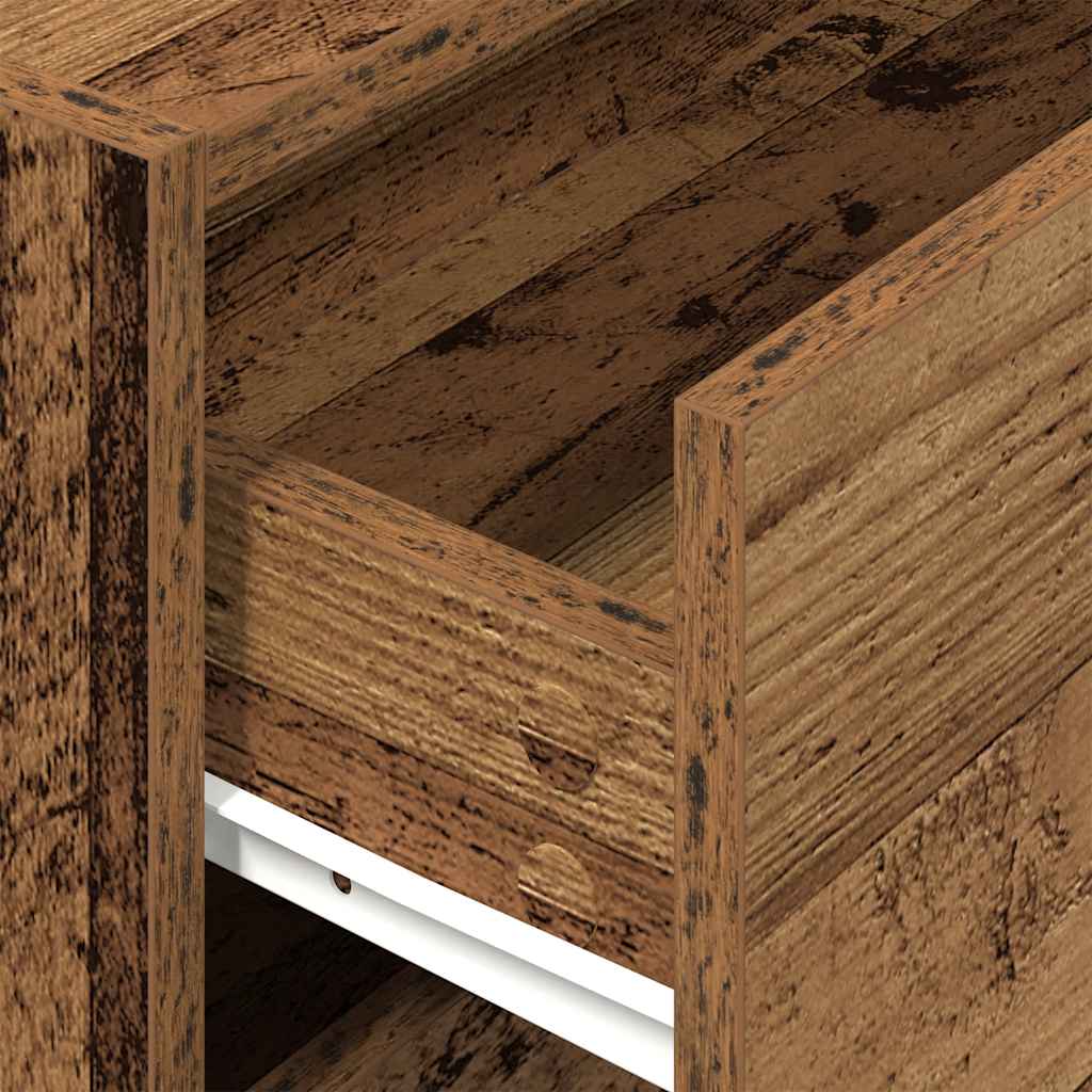 Antik fa színű szerelt fa szekrény 2 fiókkal 60 x 31 x 40 cm Antik fa színű szerelt fa szekrény 2 fiókkal 60 x 31 x 40 cm